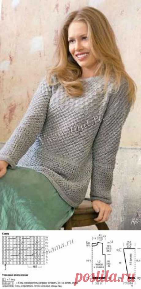 Серый узорчатый пуловер - Пуловер