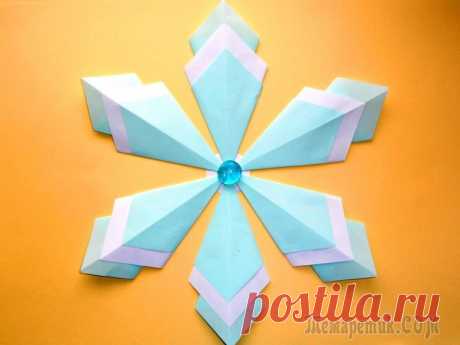 Оригами Снежинка из бумаги Новогодние поделки своими руками