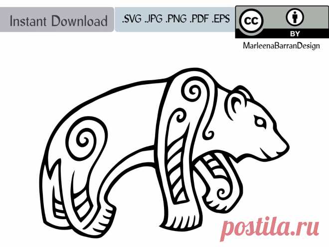 Bear vector line art, Shamanic Bear Tattoo design, digital stamp, creative commons 