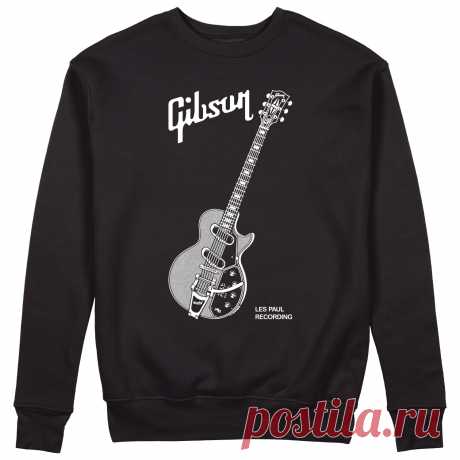 Женский свитшот «Gibson Les Paul. Гитара. Guitar. Гибсон. Rock.» цвет черный - дизайнер принта Kaplio