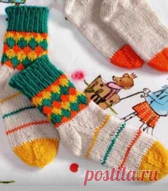 Детские носки с цветным рисунком схема