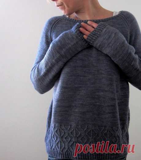 Opteka Knitting pattern by Isabell Kraemer Worked seamlessly from the top down, this sweater features a raglan yoke, a lovely textured pattern band right before the bottom ribbing, and in-the-round construction for both body and the sleeves. The yoke begins with short-rows worked back and forth, then joined to work in the round with raglan increases. Twisted stitches add texture to the raglan lines. As this pullover is worked from the top down it is advisable to try it on ...