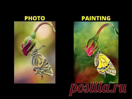 step by step Acrylic painting on canvas Butterfly painting | How to paint Rose Bud | Art Ideas easy - YouTube