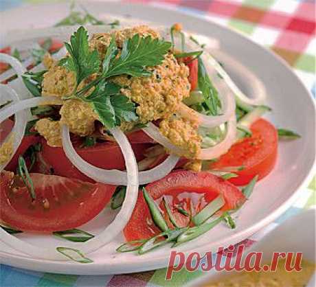 Салат из помидоров и огурцов с ореховым соусом, салат. Пошаговый рецепт с фото на Gastronom.ru
