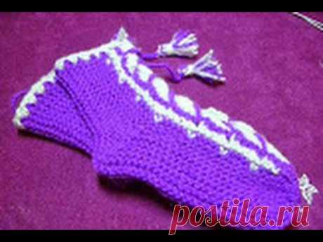 1-Носочки на шнуровке детские.Knitting socks with ties