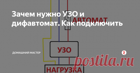 Зачем нужно УЗО и дифавтомат.                            Как подключить Здравствуйте, дорогие читатели. Установка УЗО в домашнюю электросеть давно стала элементарным мероприятием, но многие не знают зачем это делается. Да и цена на этот аппарат гораздо выше цены на простой автомат.
УЗО- устройство защитного отключения. Служит для отключения напряжения при утечке тока. А для чего служит автомат?  Автомат служит для защиты от короткого замыкания и для защиты от перегруз