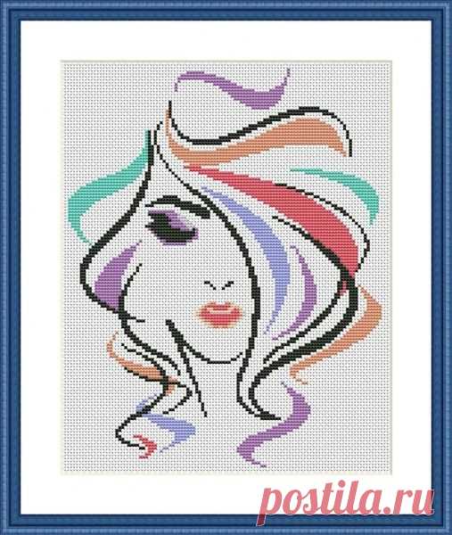 Women beauty abstract modern cross stitch pattern