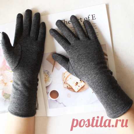 Женские Длинные хлопковые перчатки с цветным сенсорным экраном, вязаные бархатные плотные рукава, сохраняющие тепло Осенние варежки | Женские перчатки |
