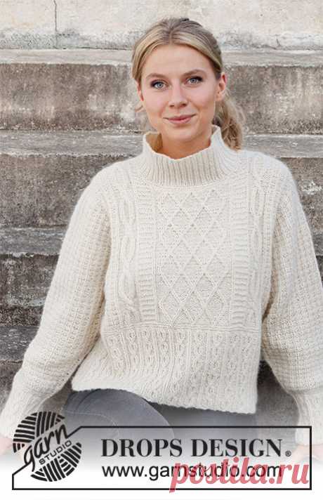 Ice Castles Sweater / DROPS 218-3 - Free knitting patterns by DROPS Design Knitted sweater in DROPS Puna. Piece knitted with textured pattern and cables. Size: S - XXXL
