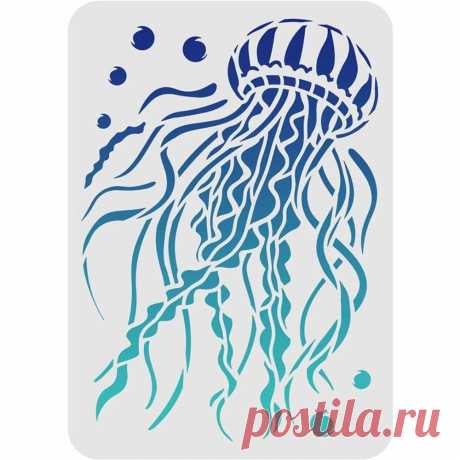Plantilla de medusas, plantilla de dibujo de medusas de 11,7x8,3 pulgadas, plantillas reutilizables de peces de arrecife costero, plantilla de criaturas marinas, tema del océano - AliExpress