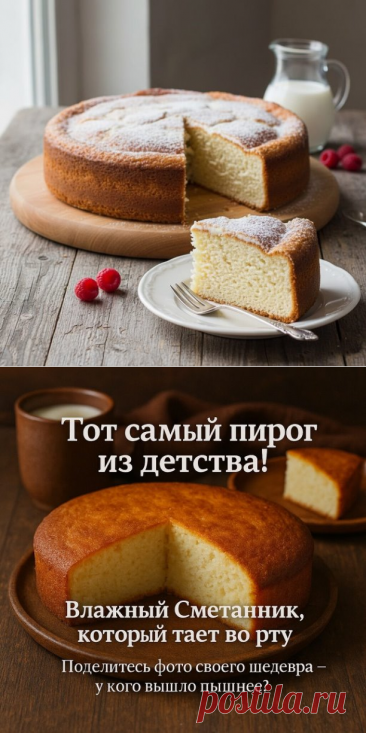 🥧 Сметанник «По-деревенски» — влажный, простой, без изысков! | Интересный контент в группе Десертомания в ОК (Одноклассники)