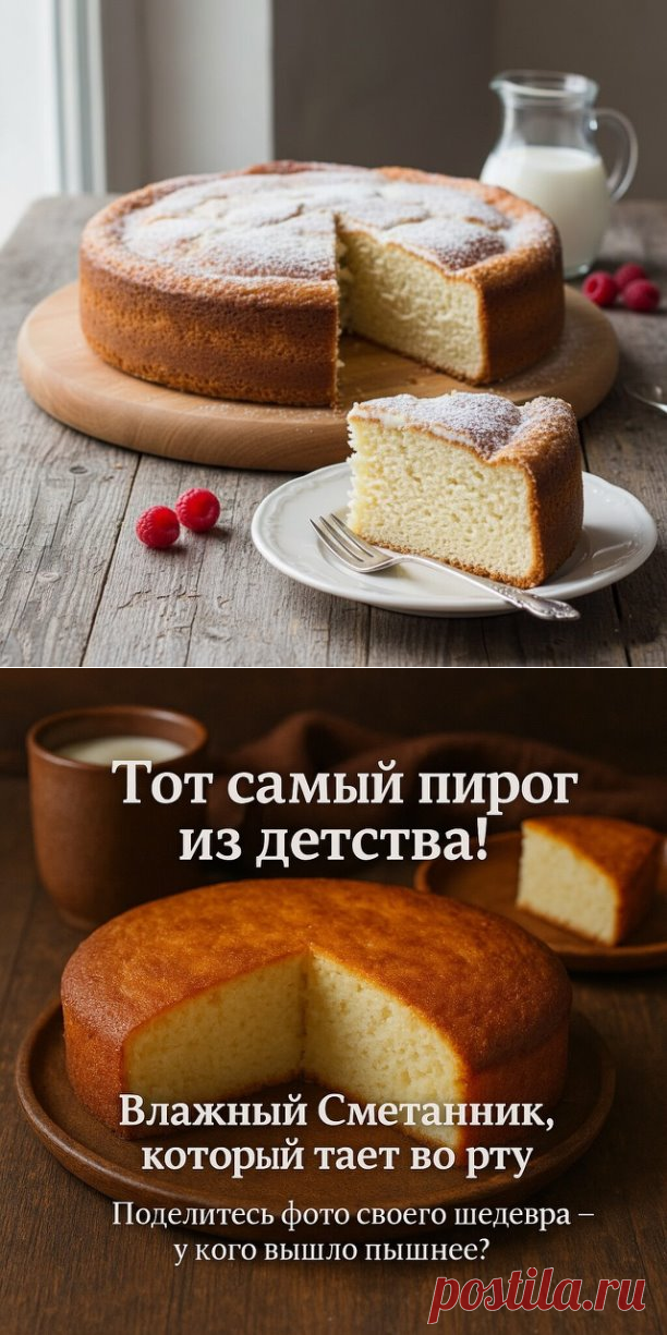 🥧 Сметанник «По-деревенски» — влажный, простой, без изысков! | Интересный контент в группе Десертомания в ОК (Одноклассники)