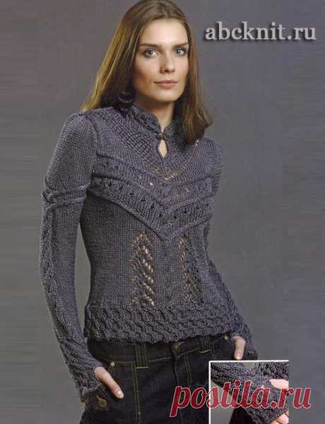 Стильный вязаный пуловер | Вязание спицами и крючком – Азбука вязания