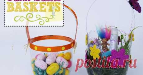 Plastic Soda Bottle Easter Baskets Pretty little custom DIY Easter baskets you can make in minutes using a plastic soda bottle of any size!  They’re not just for Easter! Use them as a gift basket…