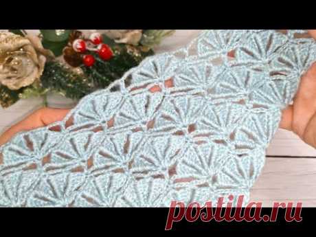 Вязать этот узор одно удовольствие ✨ Бактус крючком ✨  Crochet shawl ✨