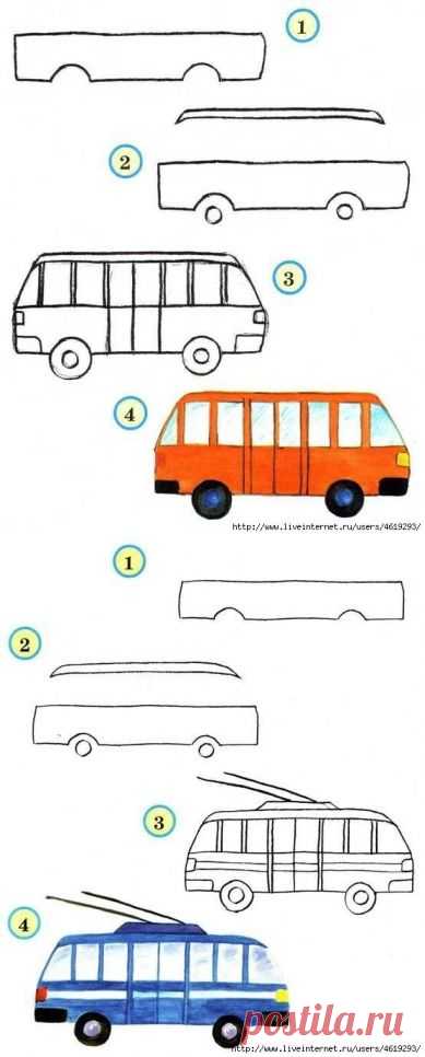 Рисуем транспорт - Поделки с детьми | Деткиподелки