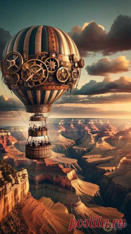 Steampunk Baloon Over the Grand Canyon