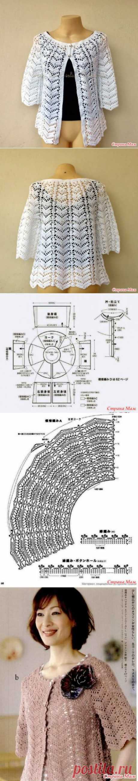 Нежный жакет с круглой кокеткой. Крючок. - ВЯЗАНАЯ МОДА+ ДЛЯ НЕМОДЕЛЬНЫХ ДАМ - Страна Мам