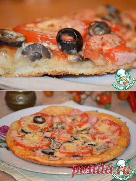Пицца с ветчиной и грибами в мультиварке.