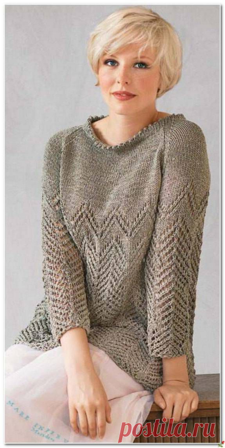 пуловер реглан спицами