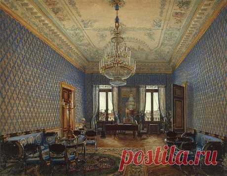 Interiors of the Winter Palace. The Drawing-Room of Grand Princess Maria Nikolayevna - Konstantin Andreyevich Ukhtomsky - Drawings, Prints and Painting from Hermitage Museum | brunhild110 приколол(а) это к доске Interior painting