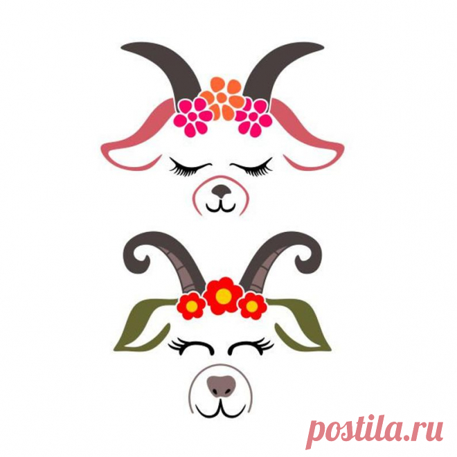 Cabra animal flores cuttables diseño SVG PNG DXF & eps diseños | Etsy