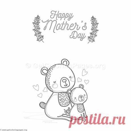 Cute Cartoon Bears Happy Mother’s Day Card Coloring Pages &amp;#8211; GetColoringPages.org