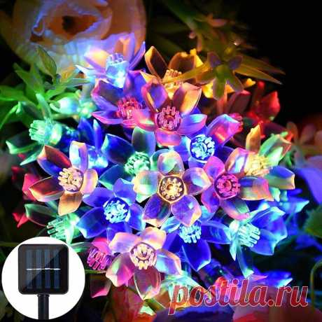 7m 50led holidays merry christmas sakura flower solar string lights outdoor garden decor Sale - Banggood.com