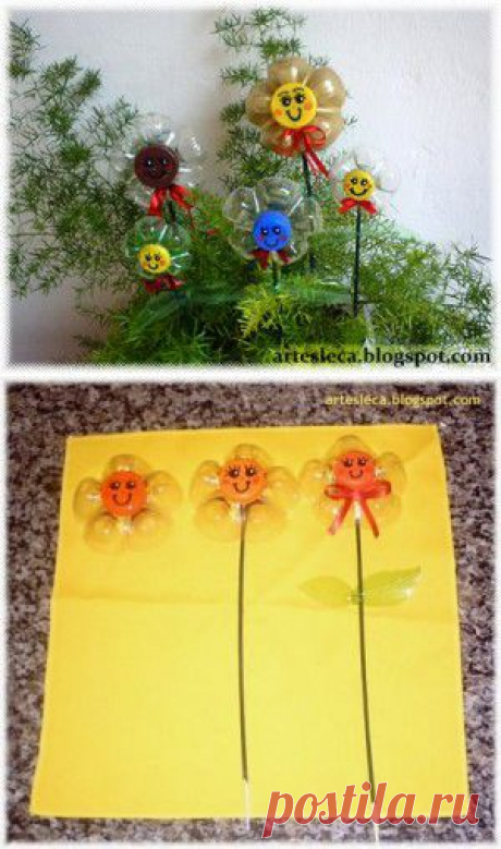Reciclagem: Flores de garrafa PET | Painel Criativo