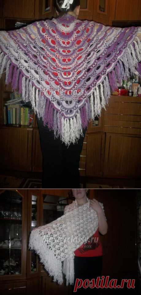 Вязаный шарф и шаль крючком для мамы на 8 Марта. Мастер-класс с пошаговыми фото