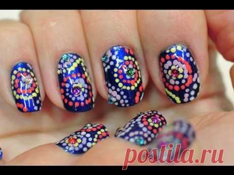 Nail Art. Australian's Design. Manicure on short nails.