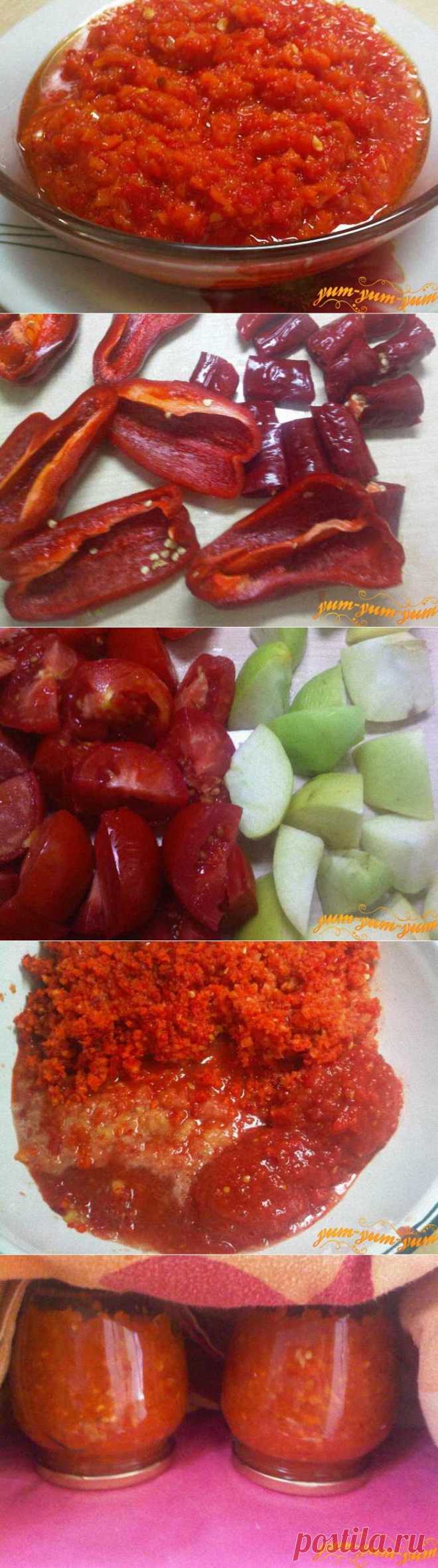 Рецепт аджики на зиму с чесноком и помидорами