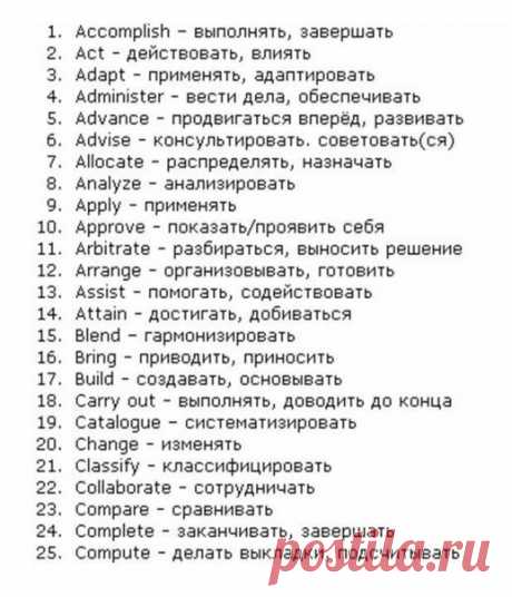 150 основных глаголов английского для бизнес-переписки в алфавитном порядке: