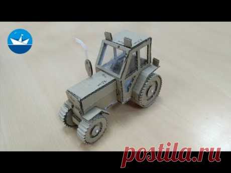 Трактор из картона/Tractor made of cardboard/DIY