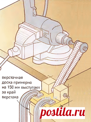 Ленточный шлифовальный станок из дрели