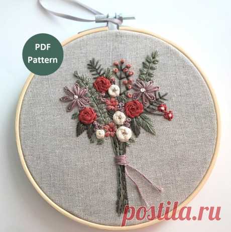 Flower Bouquet Embroidery Pattern Floral Embroidery Pattern | Etsy Moldova