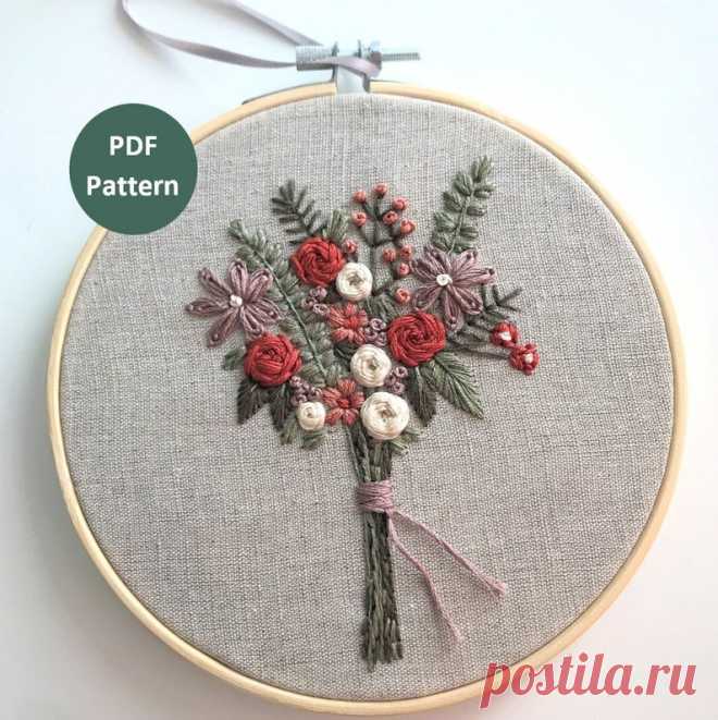 Flower Bouquet Embroidery Pattern Floral Embroidery Pattern | Etsy Moldova