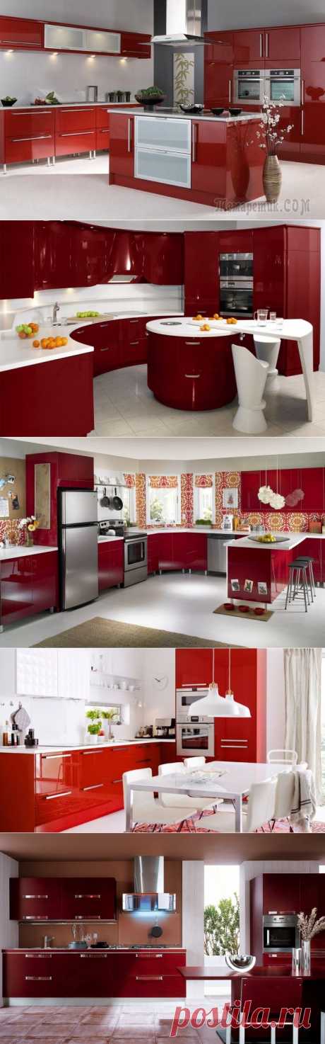 Оформление интерьера кухни в красном цвете