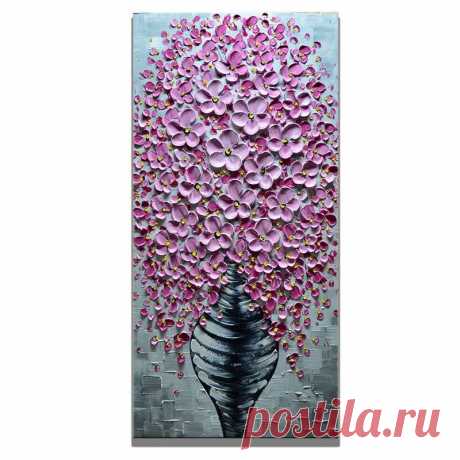 Pink Vertical Flower and Vase Wall Art Decor Hallway – AsdamArt