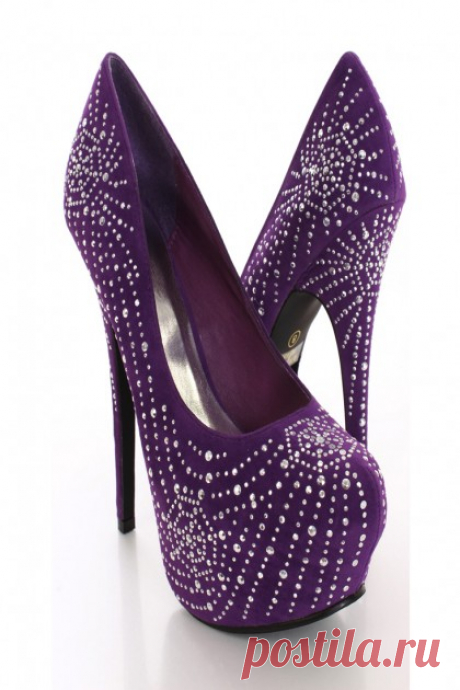 Purple Beaded Platform Pump Heels / Sexy Clubwear | Party Dresses | Sexy Shoes | Womens Shoes and Clothing | AMI CLubwear