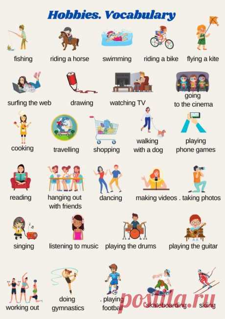 Hobbies. Vocabulary List worksheet