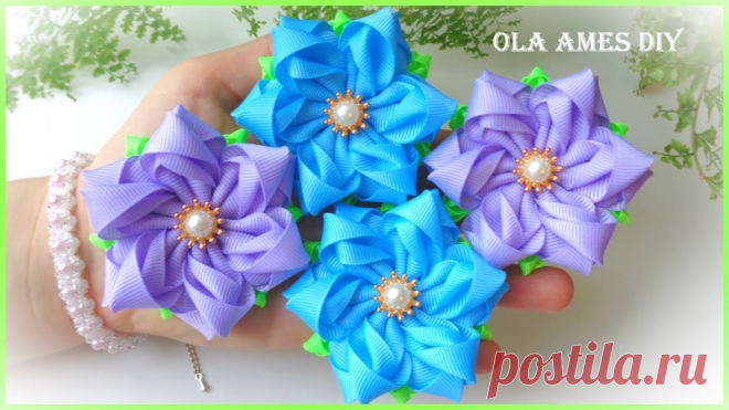 Цветы из репсовых лентa / МК канала Ola ameS DIY