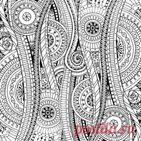 Doodle background in vector with doodles, flowers and paisley. Vector ethnic pattern can be used for wallpaper, pattern fills, coloring books and pages for kids and adults. Black and white. 123RF - Миллионы стоковых фото, векторов, видео и музыки для Ваших проектов.
