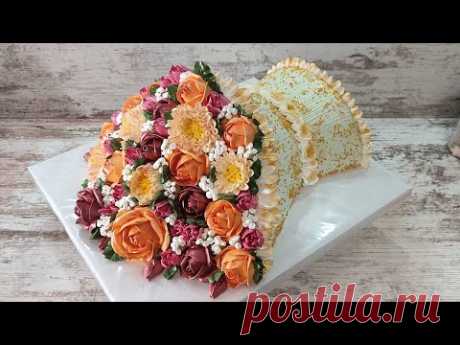 торт "БУКЕТ"! Сборка и украшение 3Д торта "БУКЕТ" Белковым кремом! Cake "BOUQUET" ! Bolo Ramalhete