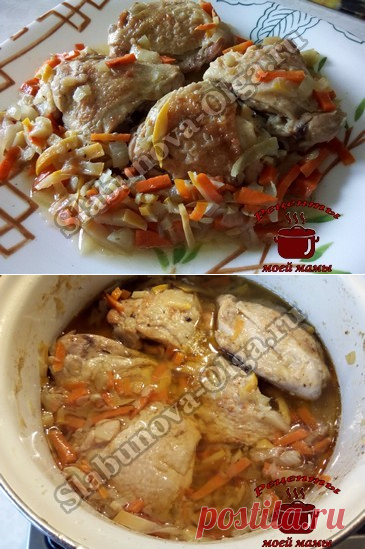 Куриные бедрышки тушеные с кабачками. Рецепт. Ф
