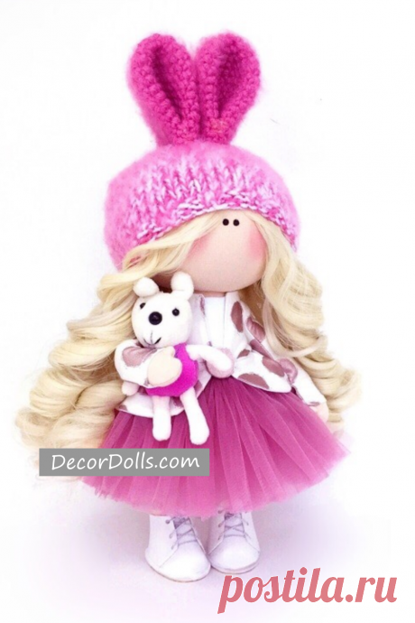Bunny Birthday Custom Doll, Portrait Doll, Rag Art Doll, Kids Gift Ide – Decor Dolls