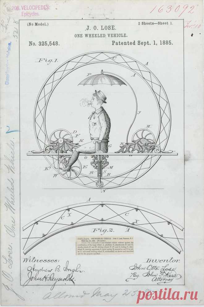 Unicycle patent (1885)