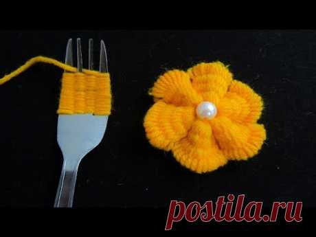 Hand Embroidery Amazing Trick, Easy Flower Embroidery Trick with Fork, Sewing Hack