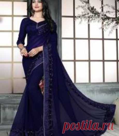 Buy Blue embroidered georgette saree with blouse Online I found this beautiful design on Mirraw.com. Visit Mirraw to checkout more such amazing designs. Mirraw brings handpicked designs from designers across the India. Click here to ...