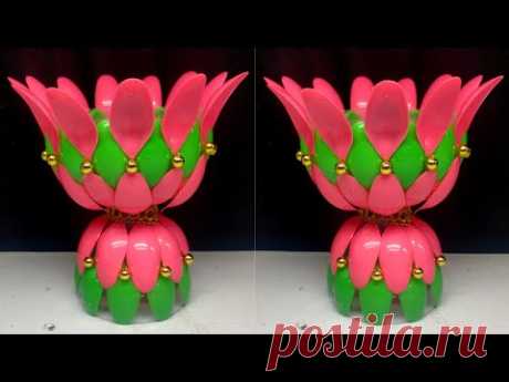 Ide Gampang Membuat Vas Bunga Dari Sendok Plastik || Flower Vase from Plastic Spoon Craft ideas